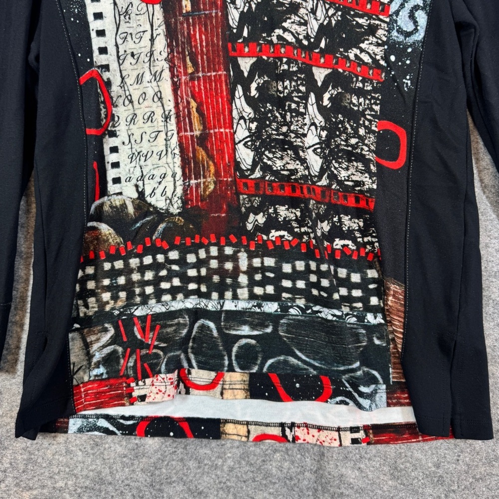 Dolcezza Simply Art Top Size L Abstract Print V Neck Tunic Shirt - Picture 5 of 16